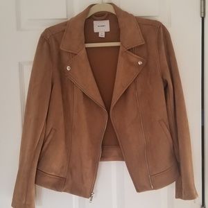 Faux suede camel moto jacket